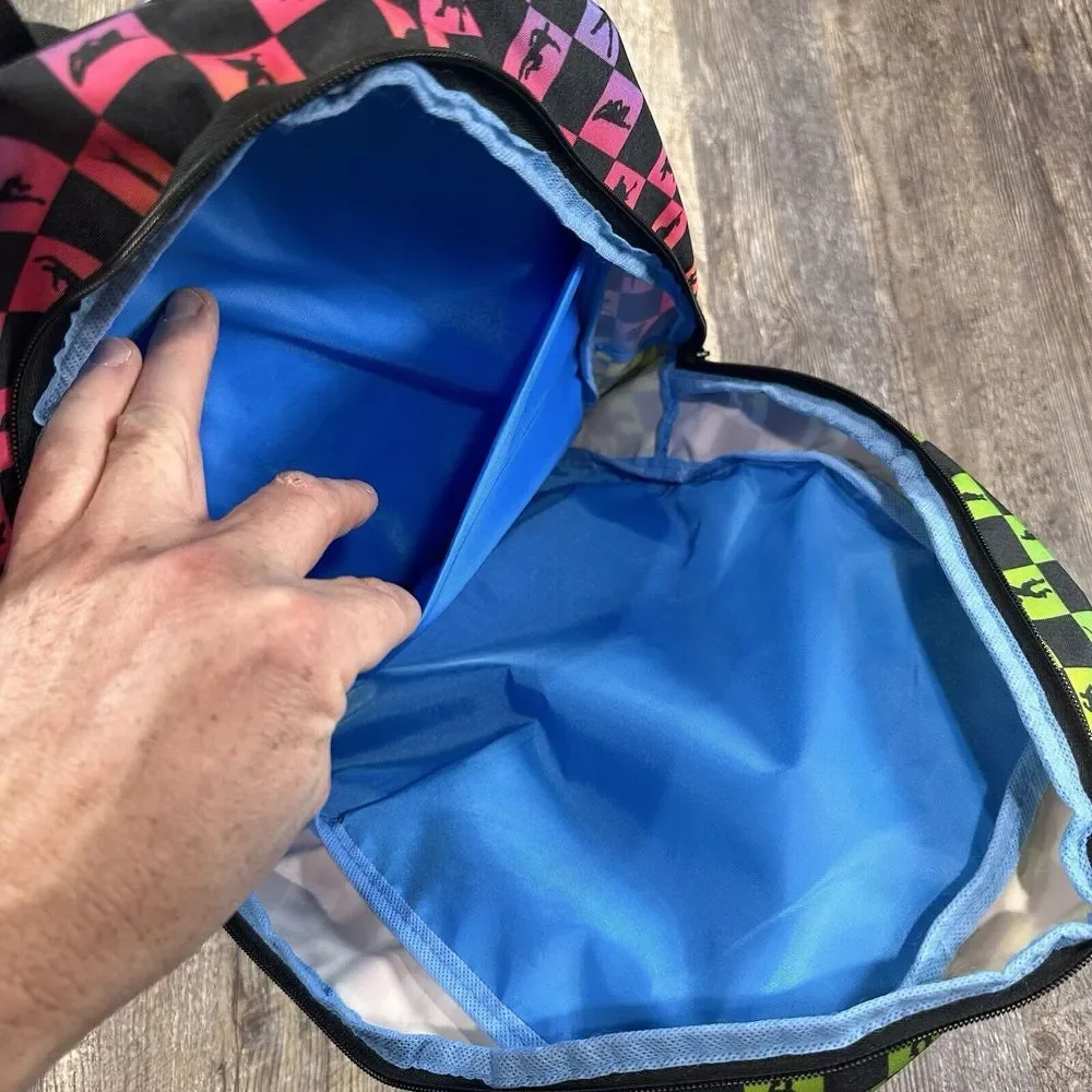 Fortnite Amplify Rainbow‎ Checker Print Children's School Backpack Pockets